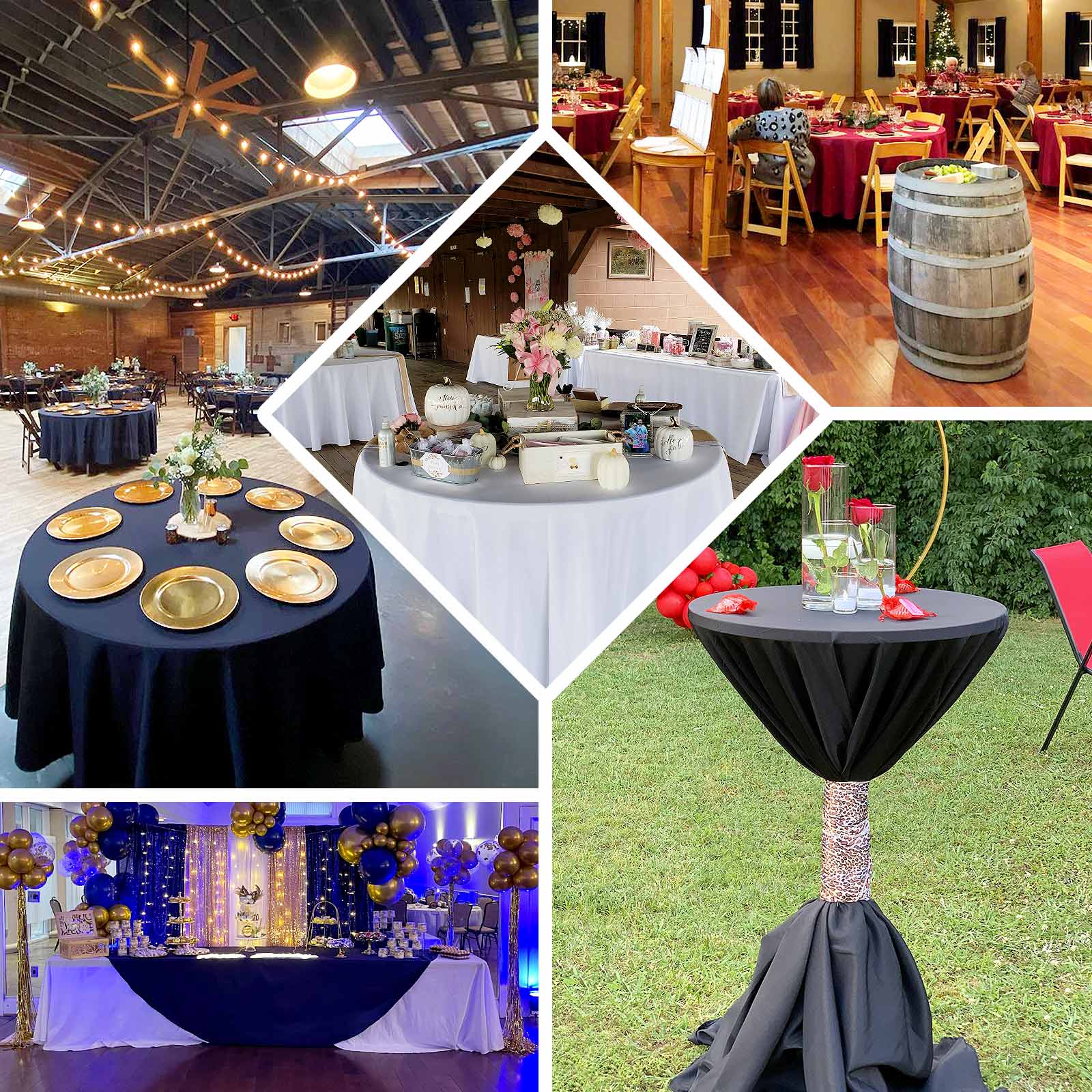 Premium Polyester 108" Round Tablecloth Black - Wrinkle - Resistant 220GSM Table Cover for Weddings & Events - Linen Luxes