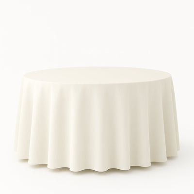 Premium Polyester 108" Round Tablecloth Ivory - Wrinkle - Resistant 220GSM Table Cover - Linen Luxes