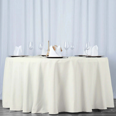 Premium Polyester 108" Round Tablecloth Ivory - Wrinkle - Resistant 220GSM Table Cover - Linen Luxes