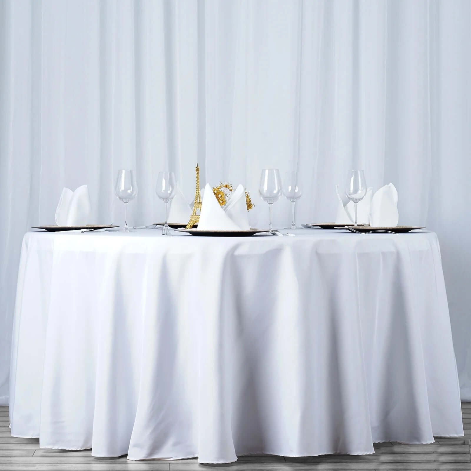 Premium Polyester 108" Round Tablecloth White - Wrinkle - Resistant 220GSM Table Cover for Weddings & Events - Linen Luxes