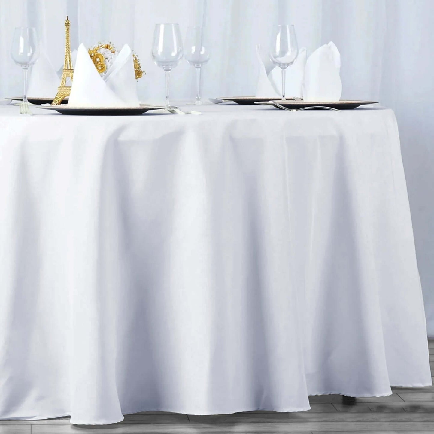 Premium Polyester 108" Round Tablecloth White - Wrinkle - Resistant 220GSM Table Cover for Weddings & Events - Linen Luxes