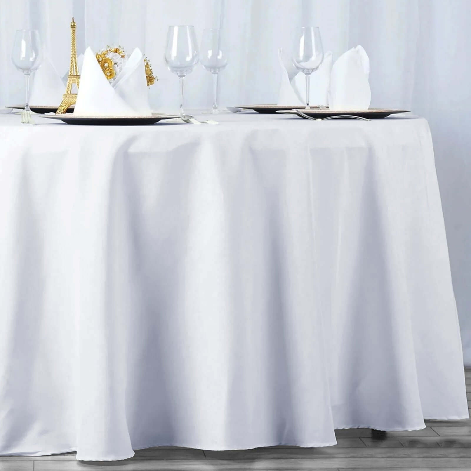 Premium Polyester 108" Round Tablecloth White - Wrinkle - Resistant 220GSM Table Cover for Weddings & Events - Linen Luxes
