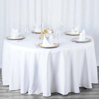 Premium Polyester 108" Round Tablecloth White - Wrinkle - Resistant 220GSM Table Cover for Weddings & Events - Linen Luxes