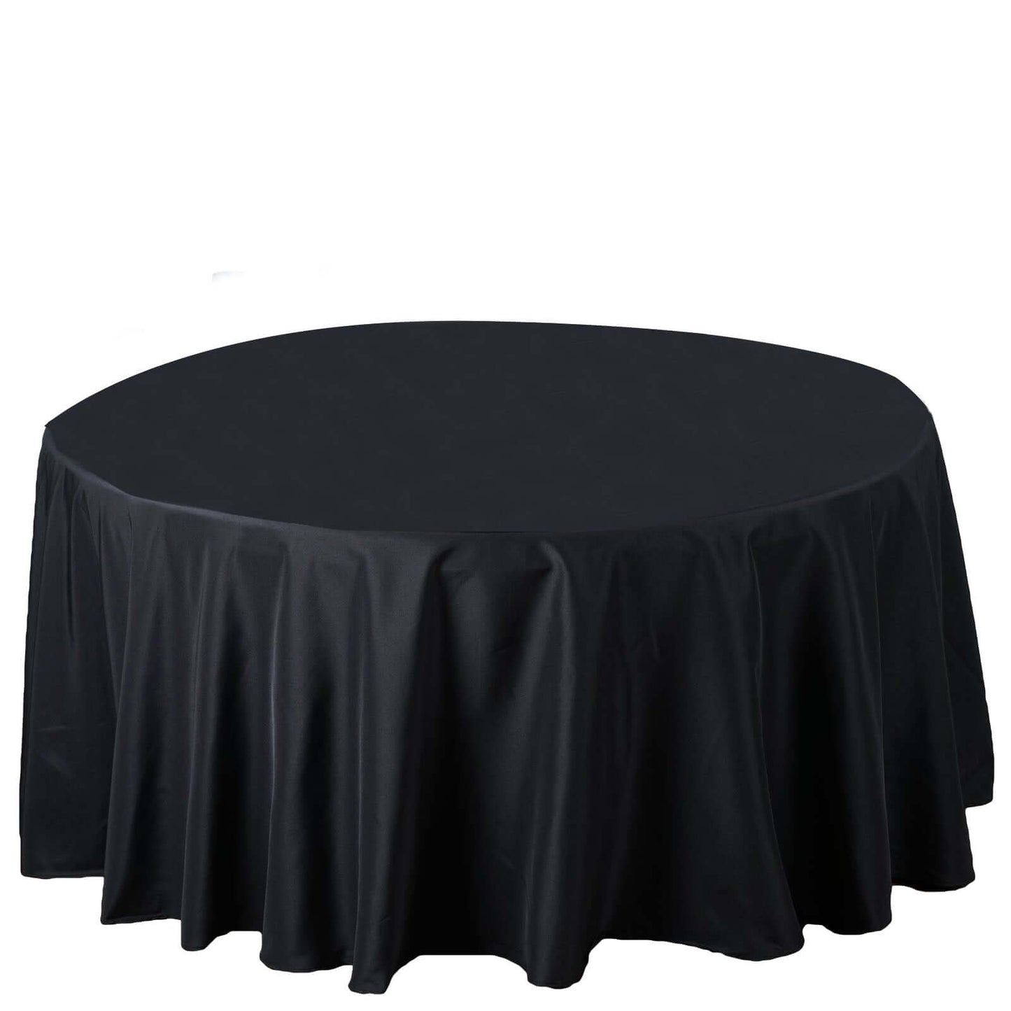 Premium Polyester 120" Round Tablecloth Black - Seamless 220GSM Wrinkle - Resistant Design for Classy Events - Linen Luxes