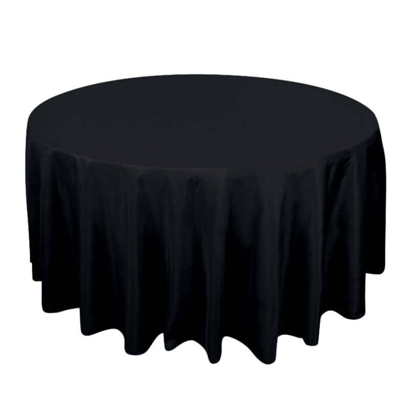 Premium Polyester 120" Round Tablecloth Black - Seamless 220GSM Wrinkle - Resistant Design for Classy Events - Linen Luxes