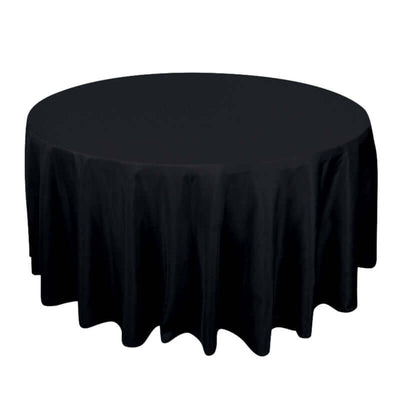 Premium Polyester 120" Round Tablecloth Black - Seamless 220GSM Wrinkle - Resistant Design for Classy Events - Linen Luxes