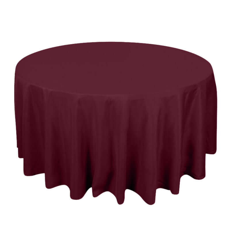 Premium Polyester 120" Round Tablecloth Burgundy - Seamless 220GSM Wrinkle-Resistant Table Cover