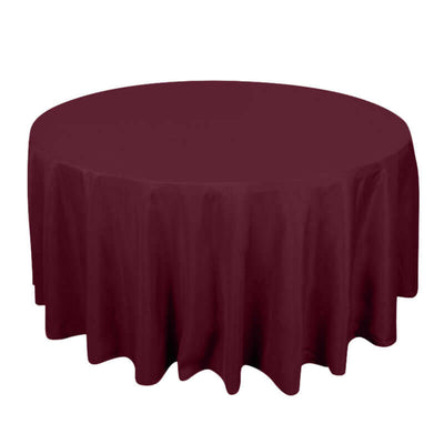 Premium Polyester 120" Round Tablecloth Burgundy - Seamless 220GSM Wrinkle-Resistant Table Cover