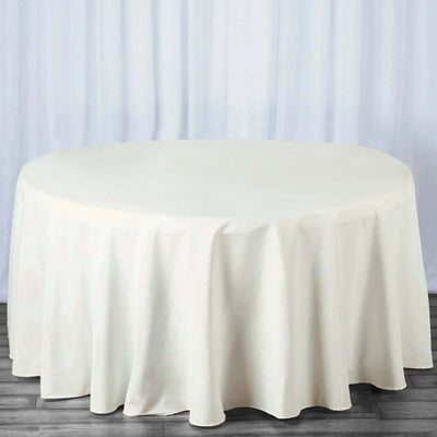 Premium Polyester 120" Round Tablecloth Ivory - Seamless 220GSM Wrinkle - Resistant Design Table Cover - Linen Luxes