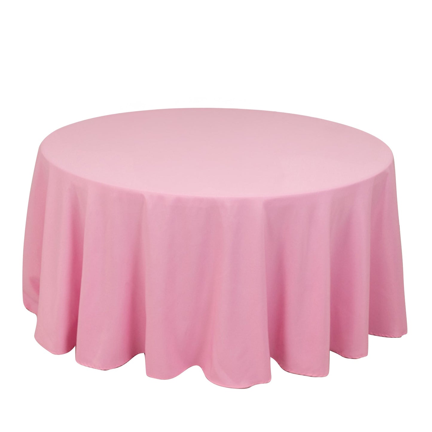 Premium Polyester 120" Round Tablecloth Pink - Seamless 220GSM Wrinkle-Resistant Table Cover