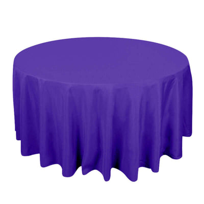 Premium Polyester 120" Round Tablecloth Purple - Seamless 220GSM Wrinkle-Resistant Table Cover
