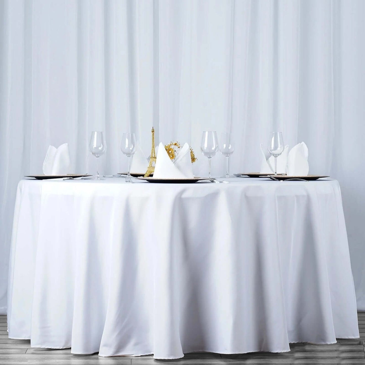 Premium Polyester 120" Round Tablecloth White - Seamless 220GSM Wrinkle - Resistant Design for Classy Events - Linen Luxes