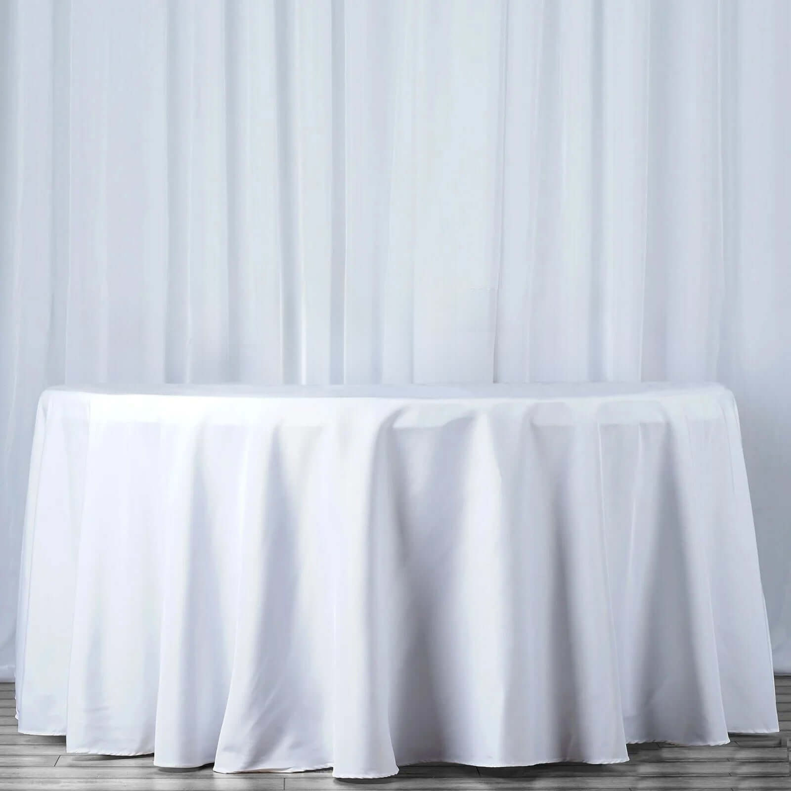 Premium Polyester 120" Round Tablecloth White - Seamless 220GSM Wrinkle - Resistant Design for Classy Events - Linen Luxes