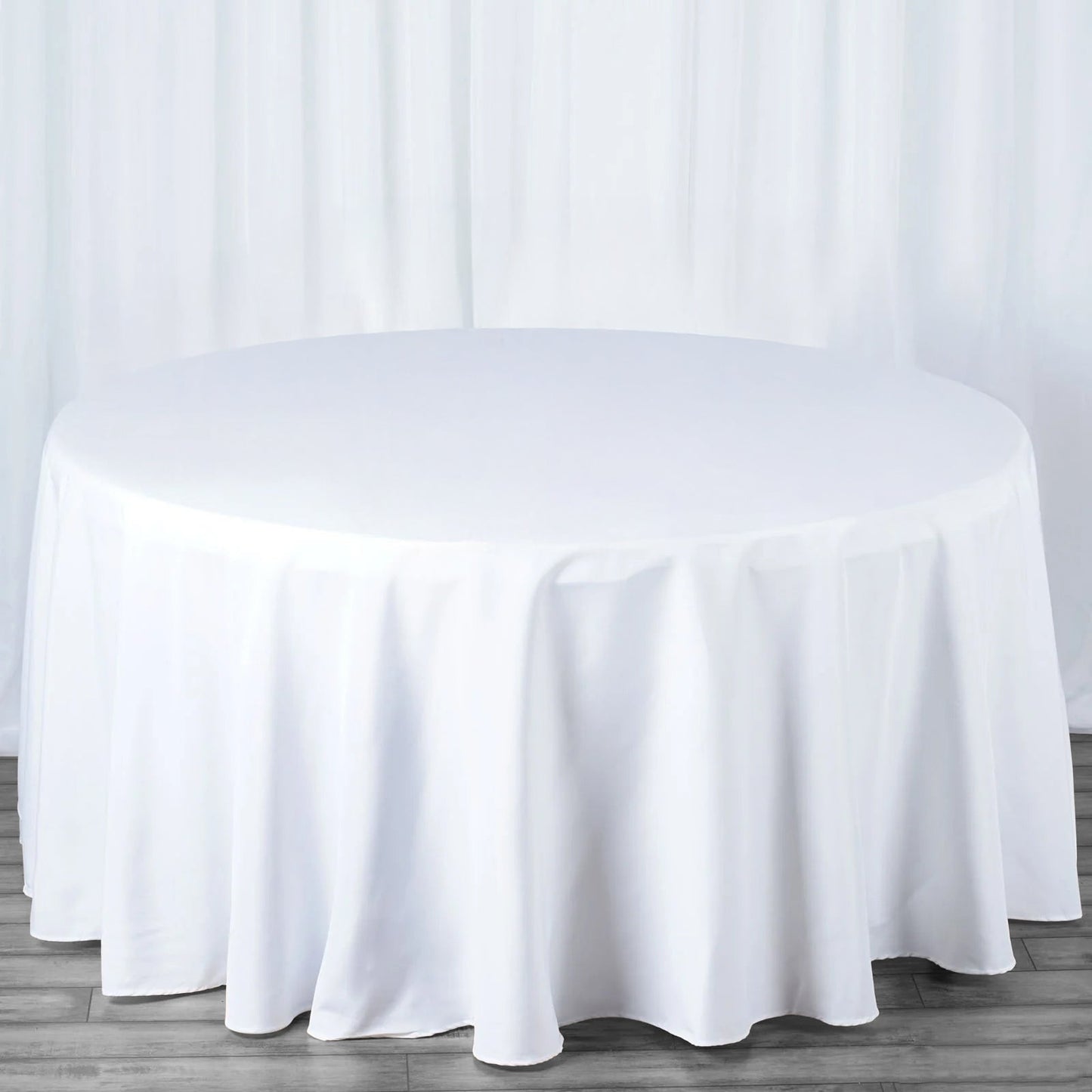 Premium Polyester 120" Round Tablecloth White - Seamless 220GSM Wrinkle - Resistant Design for Classy Events - Linen Luxes