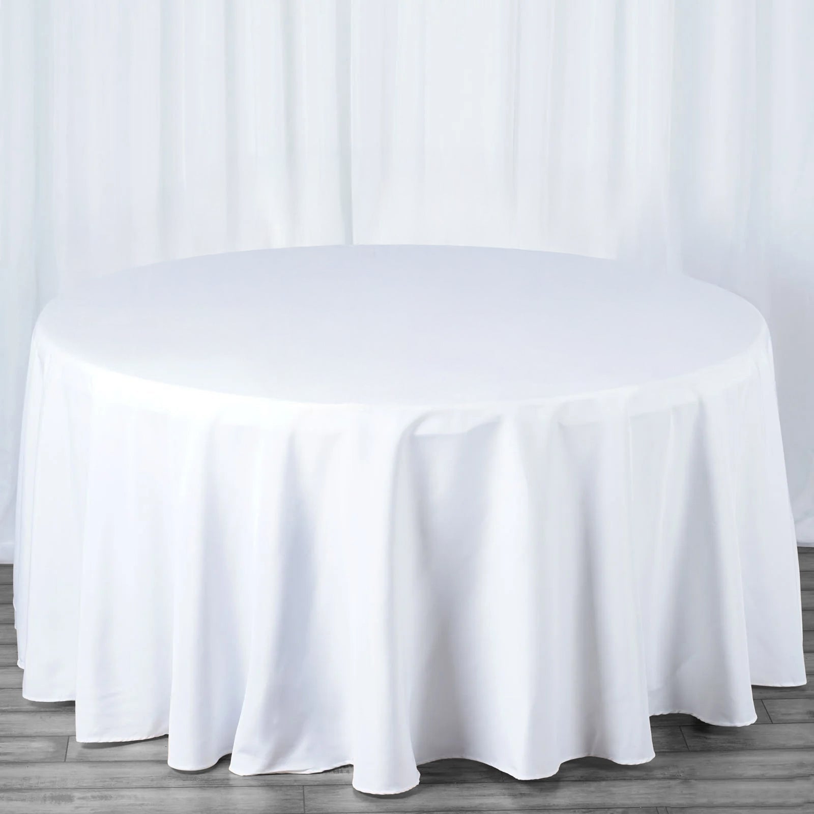 Premium Polyester 120" Round Tablecloth White - Seamless 220GSM Wrinkle - Resistant Design for Classy Events - Linen Luxes