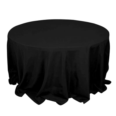 Premium Polyester 132" Round Tablecloth Black - Seamless 220GSM Wrinkle - Resistant Design for Upscale Occasions - Linen Luxes