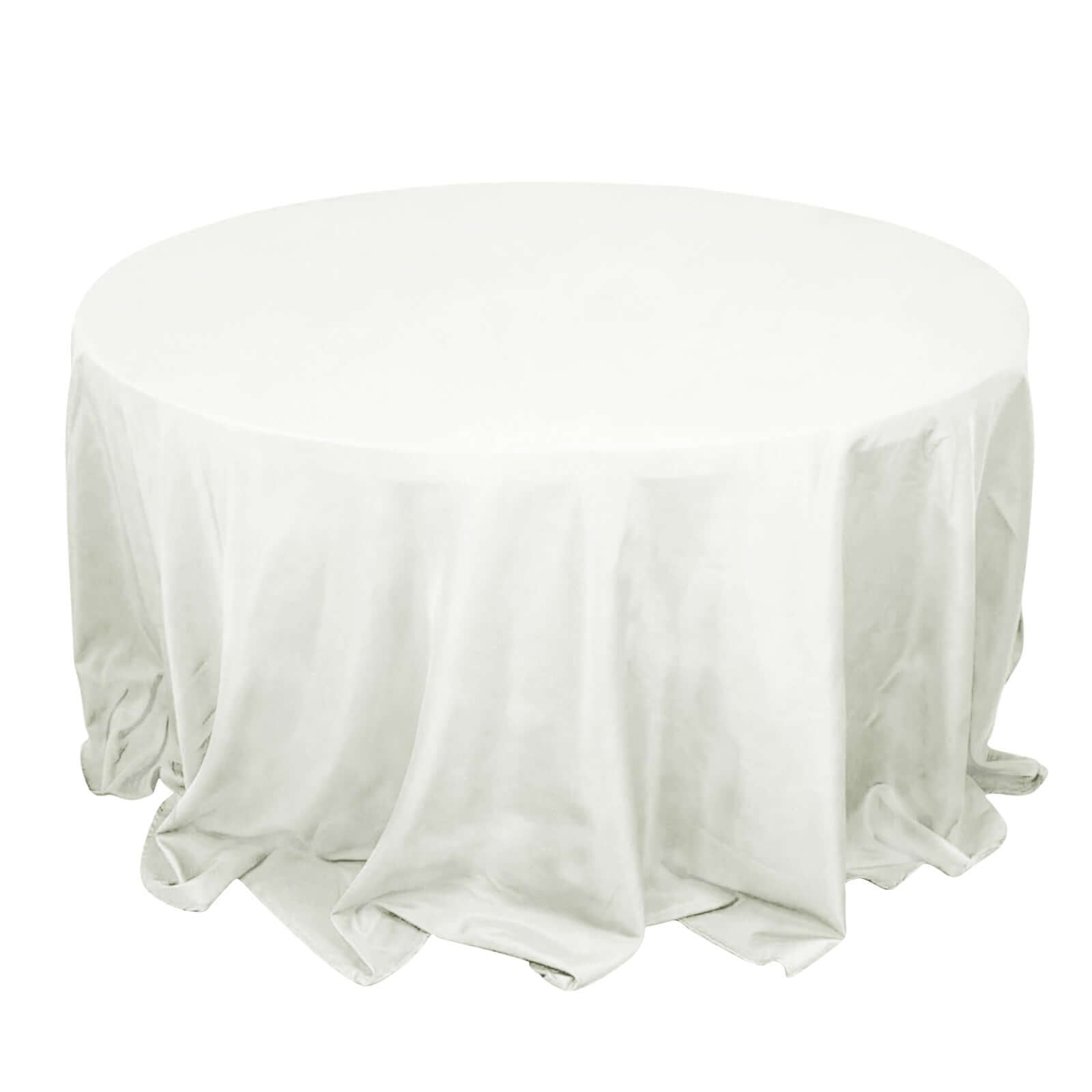 Premium Polyester 132" Round Tablecloth Ivory - Seamless 220GSM Wrinkle - Resistant Table Cover - Linen Luxes