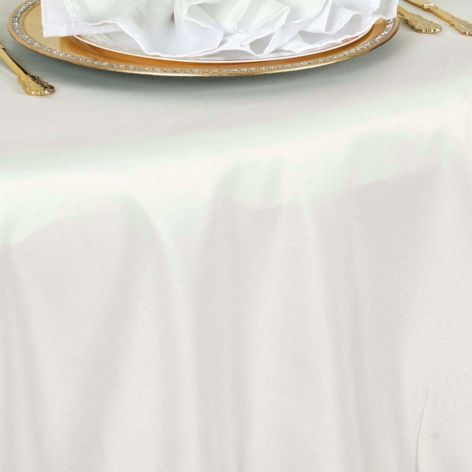 Premium Polyester 132" Round Tablecloth Ivory - Seamless 220GSM Wrinkle - Resistant Table Cover - Linen Luxes