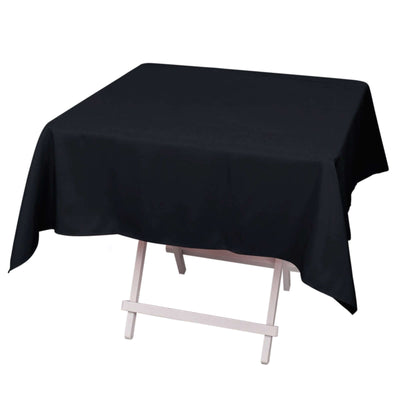 Premium Polyester 54"x54" Square Tablecloth Black - Stain and Wrinkle - Resistant 220GSM Finish for Weddings & Events - Linen Luxes