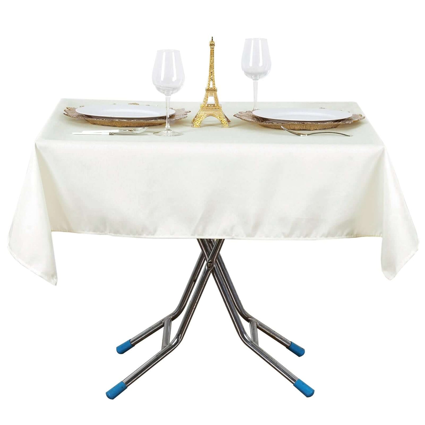 Premium Polyester 54"x54" Square Tablecloth Ivory - Stain and Wrinkle - Resistant 220GSM Table Cover - Linen Luxes