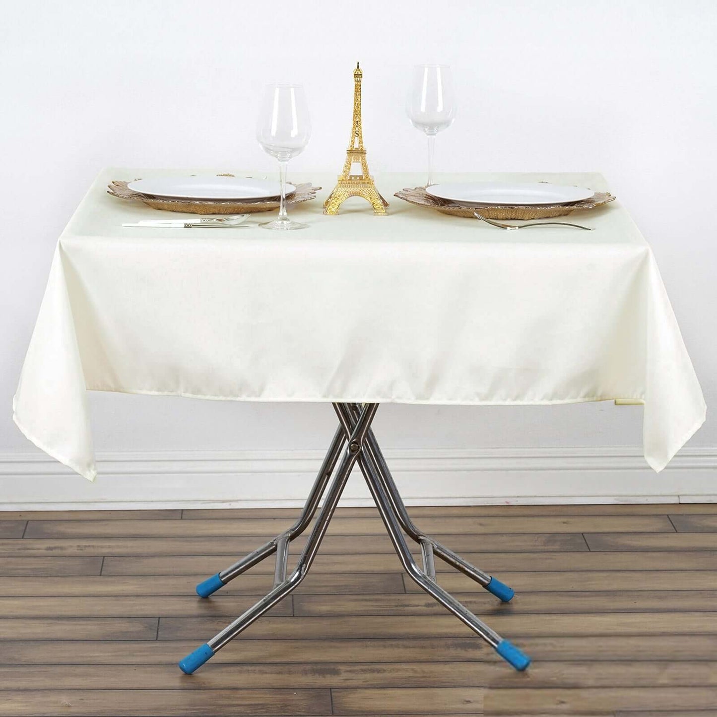 Premium Polyester 54"x54" Square Tablecloth Ivory - Stain and Wrinkle - Resistant 220GSM Table Cover - Linen Luxes