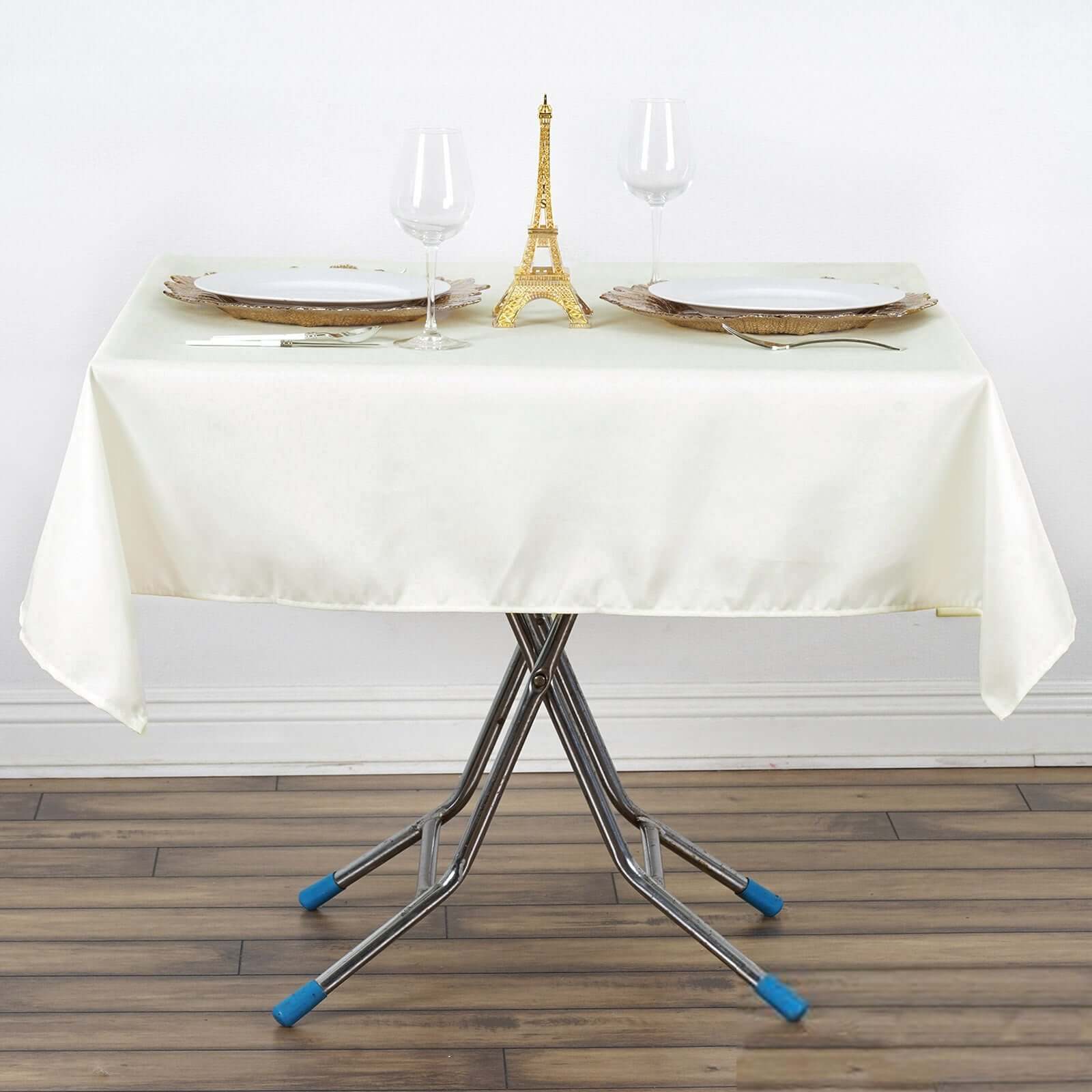 Premium Polyester 54"x54" Square Tablecloth Ivory - Stain and Wrinkle - Resistant 220GSM Table Cover - Linen Luxes