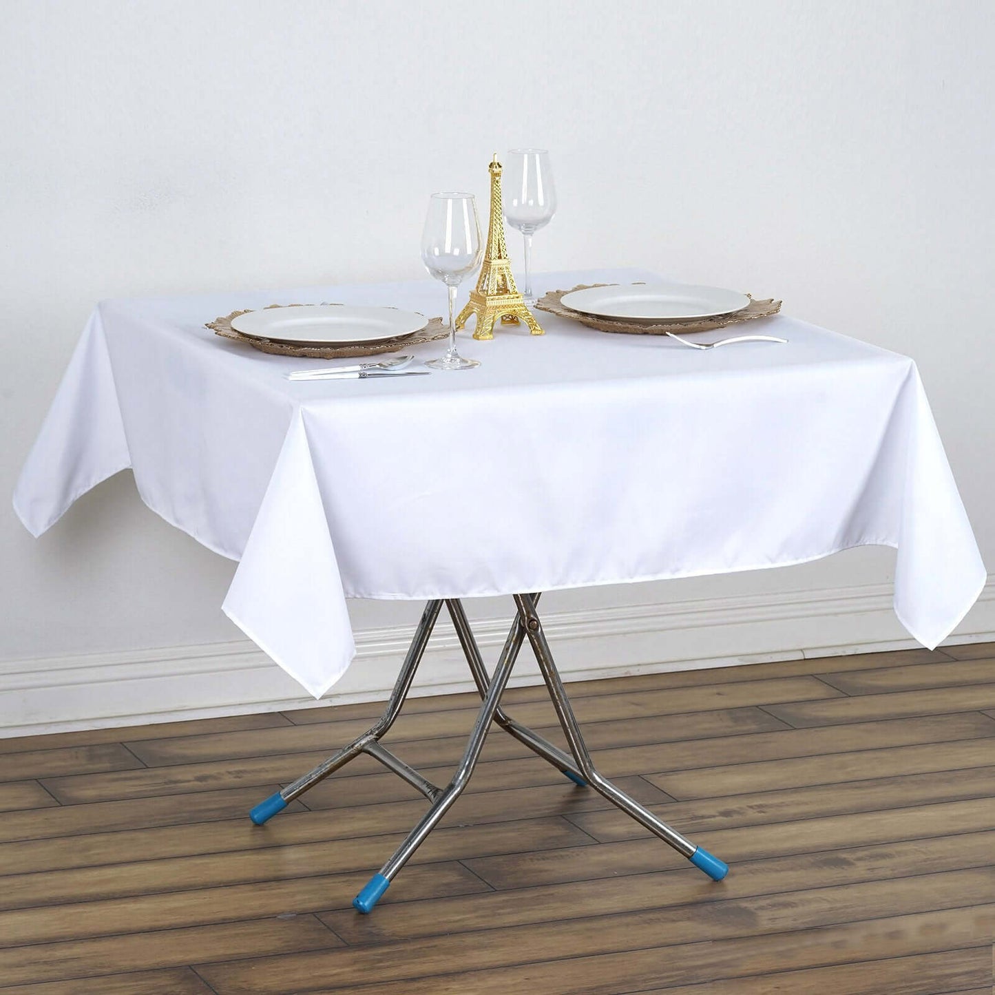 Premium Polyester 54"x54" Square Tablecloth White - Stain and Wrinkle - Resistant 220GSM Finish for Weddings & Events - Linen Luxes