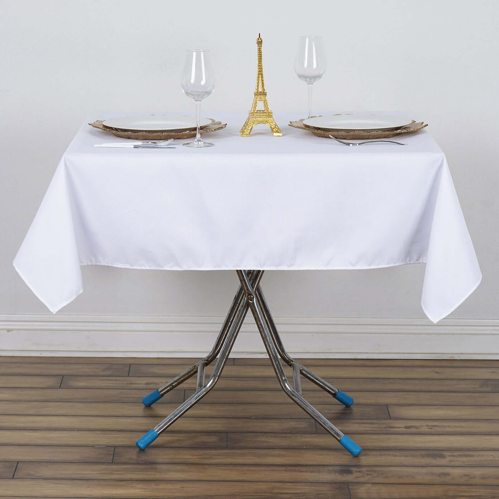 Premium Polyester 54"x54" Square Tablecloth White - Stain and Wrinkle - Resistant 220GSM Finish for Weddings & Events - Linen Luxes
