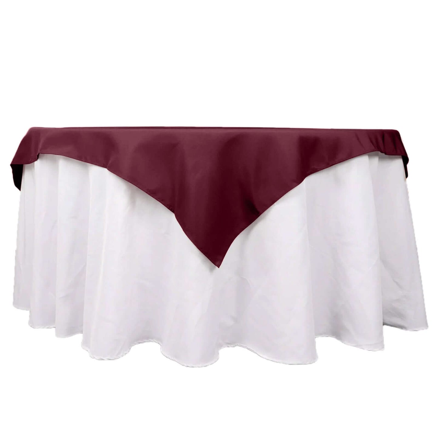Premium Polyester 54"x54" Table Overlay Square Tablecloth Burgundy - Stain and Wrinkle-Resistant 220GSM Table Topper