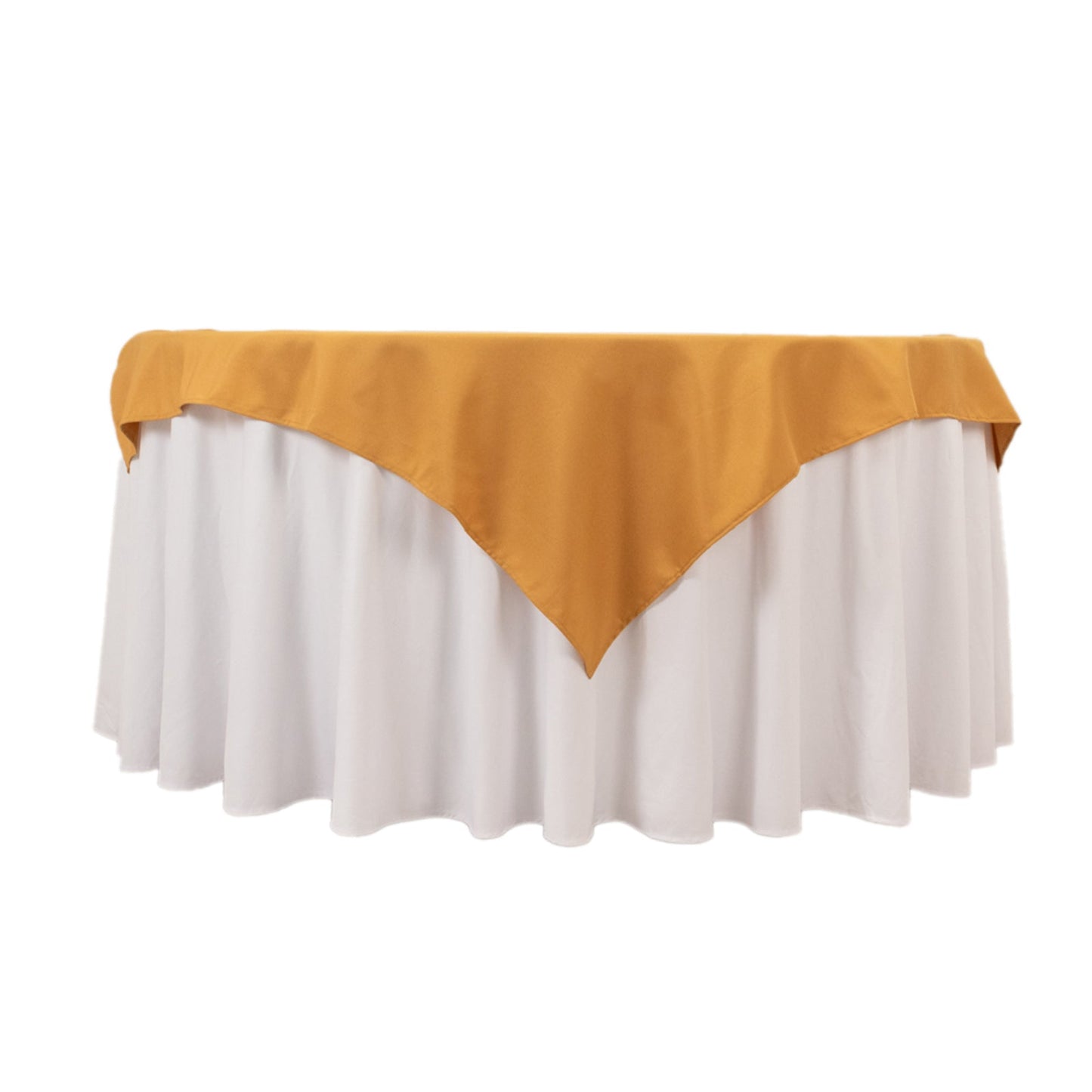 Premium Polyester 54"x54" Table Overlay Square Tablecloth Gold - Stain and Wrinkle-Resistant 220GSM Finish for Weddings & Events