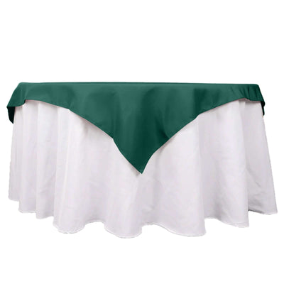 Premium Polyester 54"x54" Table Overlay Square Tablecloth Hunter Emerald Green - 220GSM Stain and Wrinkle-Resistant Table Topper