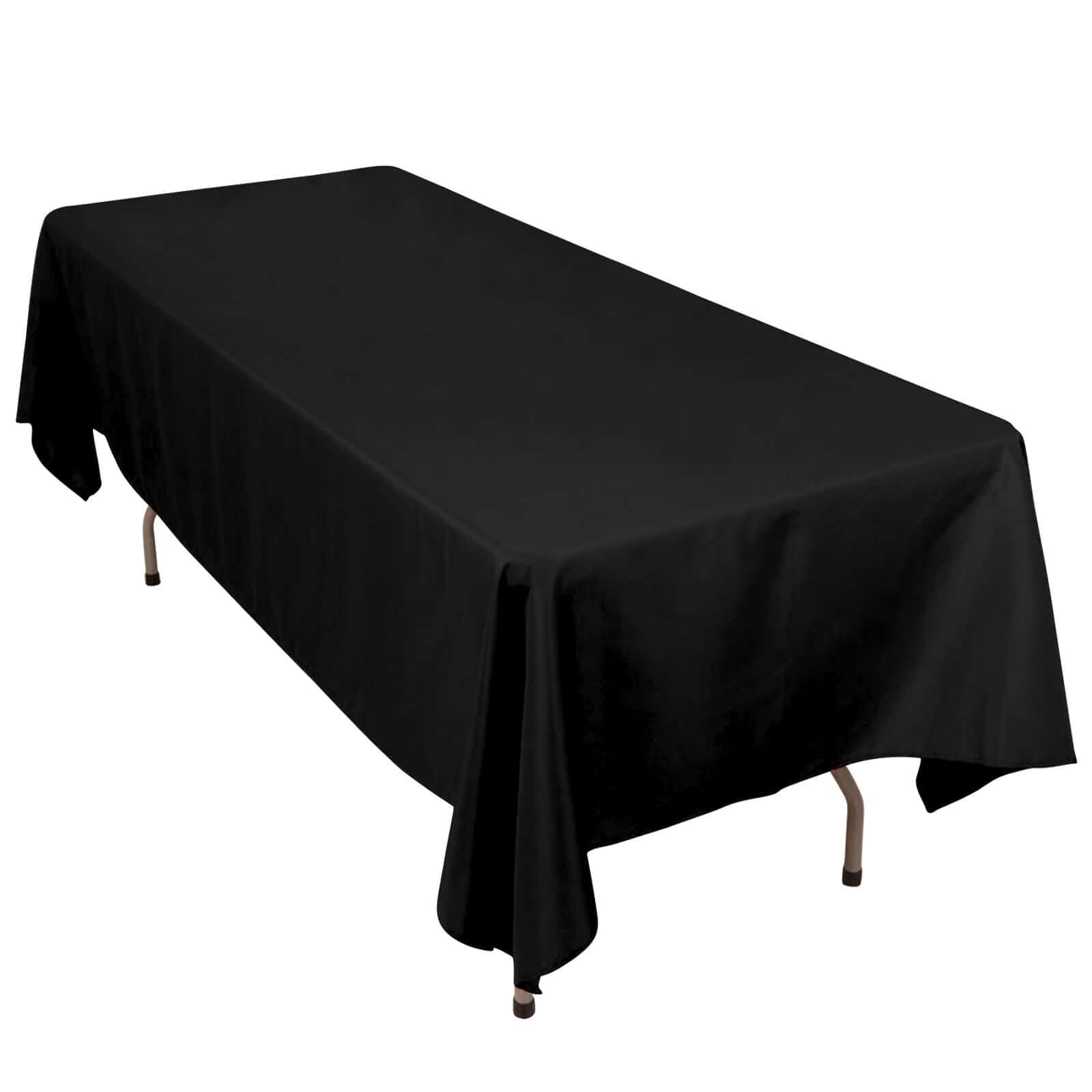 Premium Polyester 60"x102" Rectangle Tablecloth Black - Durable 220GSM Wrinkle - Resistant Table Cover for Weddings & Events - Linen Luxes