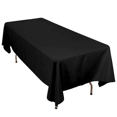 Premium Polyester 60"x102" Rectangle Tablecloth Black - Durable 220GSM Wrinkle - Resistant Table Cover for Weddings & Events - Linen Luxes