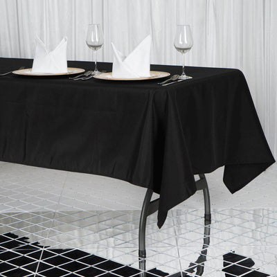 Premium Polyester 60"x102" Rectangle Tablecloth Black - Durable 220GSM Wrinkle - Resistant Table Cover for Weddings & Events - Linen Luxes
