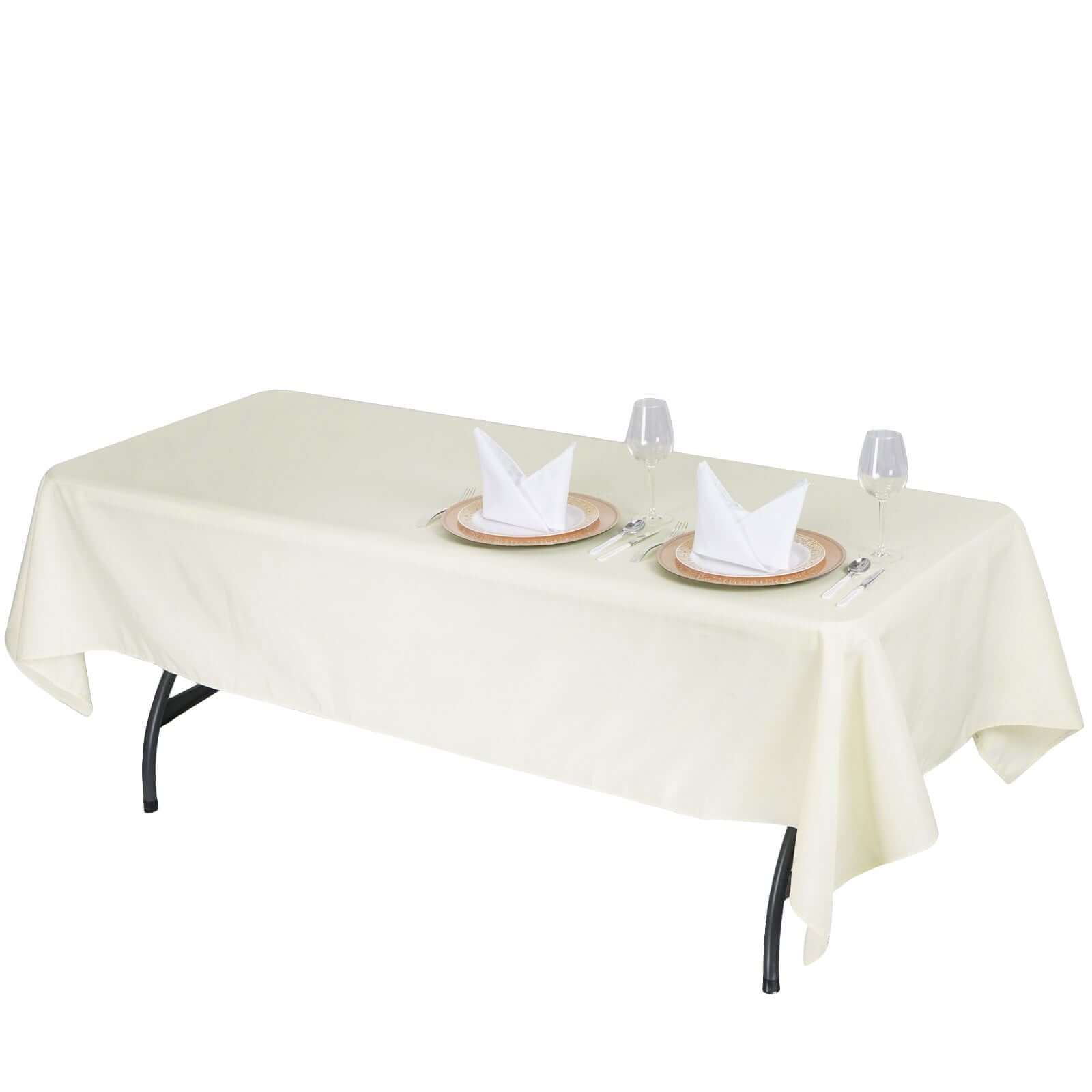 Premium Polyester 60"x102" Rectangle Tablecloth Ivory - Durable 220GSM Wrinkle - Resistant Table Cover - Linen Luxes