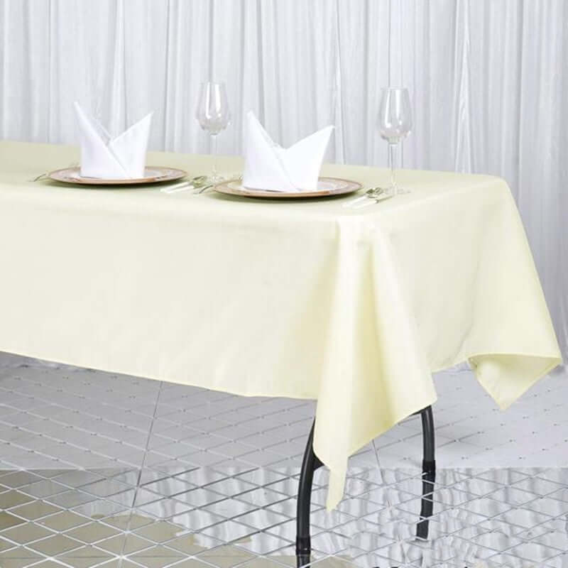 Premium Polyester 60"x102" Rectangle Tablecloth Ivory - Durable 220GSM Wrinkle - Resistant Table Cover - Linen Luxes