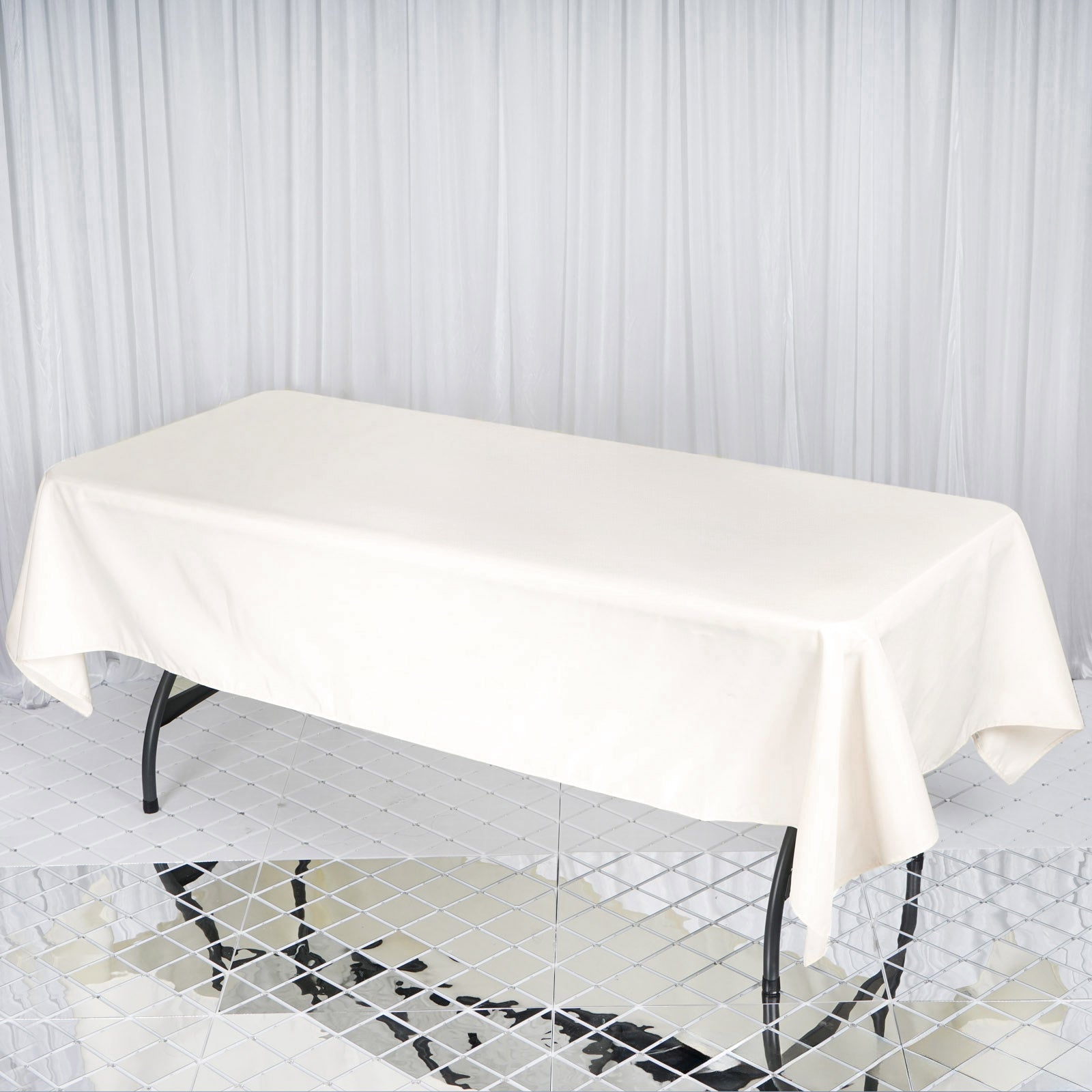 Premium Polyester 60"x102" Rectangle Tablecloth Ivory - Durable 220GSM Wrinkle - Resistant Table Cover - Linen Luxes