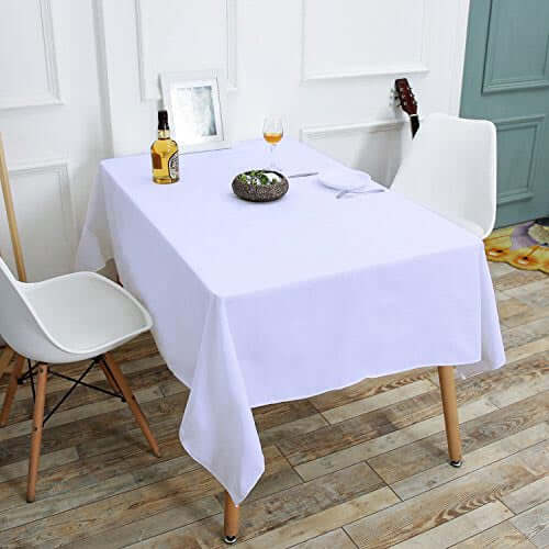 Premium Polyester 60"x102" Rectangle Tablecloth White - Durable 220GSM Wrinkle - Resistant Design Table Cover for Weddings & Events - Linen Luxes