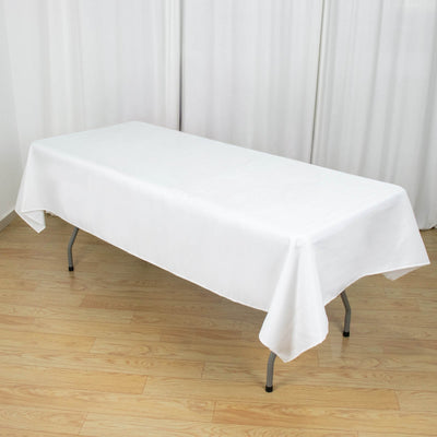 Premium Polyester 60"x102" Rectangle Tablecloth White - Durable 220GSM Wrinkle - Resistant Design Table Cover for Weddings & Events - Linen Luxes