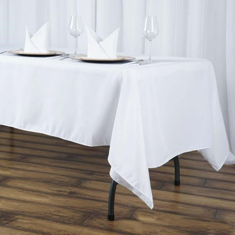 Premium Polyester 60"x102" Rectangle Tablecloth White - Durable 220GSM Wrinkle - Resistant Design Table Cover for Weddings & Events - Linen Luxes