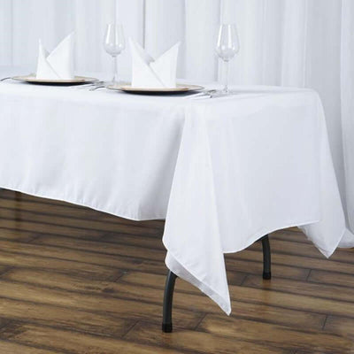 Premium Polyester 60"x102" Rectangle Tablecloth White - Durable 220GSM Wrinkle - Resistant Design Table Cover for Weddings & Events - Linen Luxes