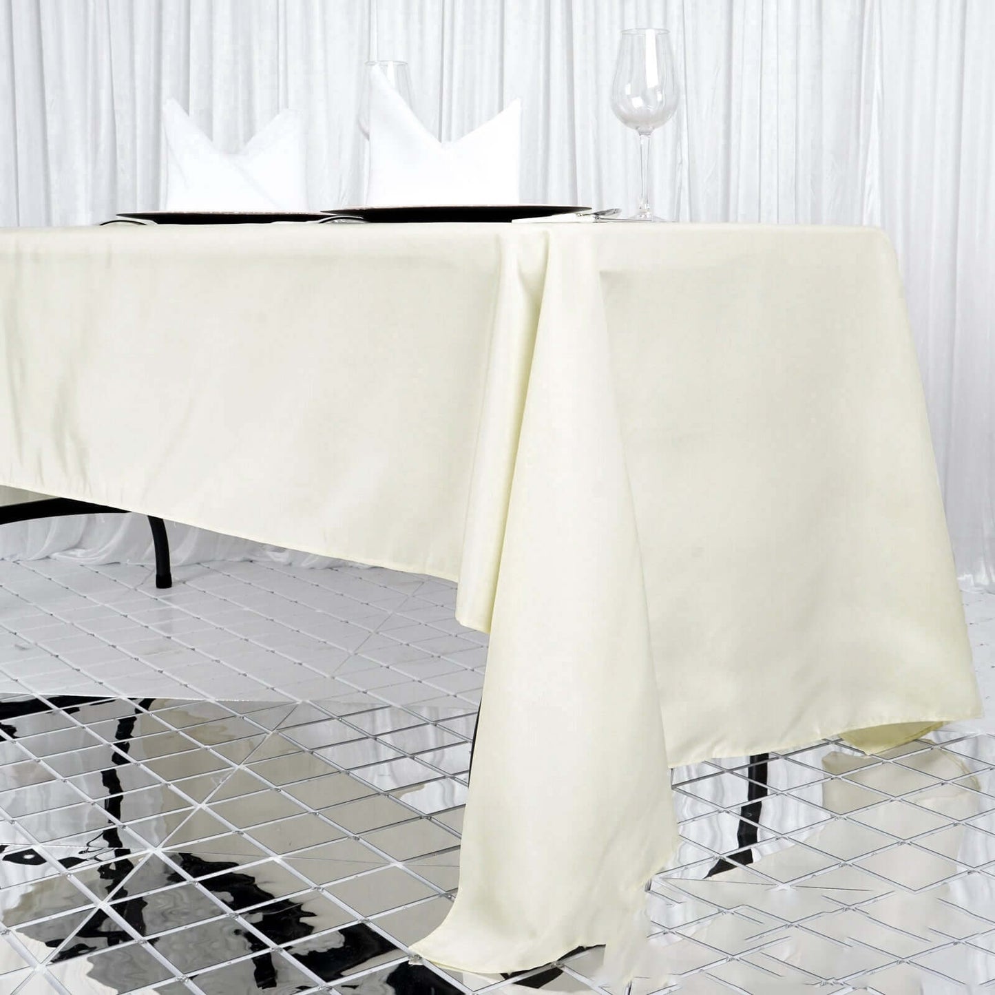 Premium Polyester 60"x126" Rectangle Tablecloth Ivory - Stain - Resistant 220GSM Finish Table Cover - Linen Luxes