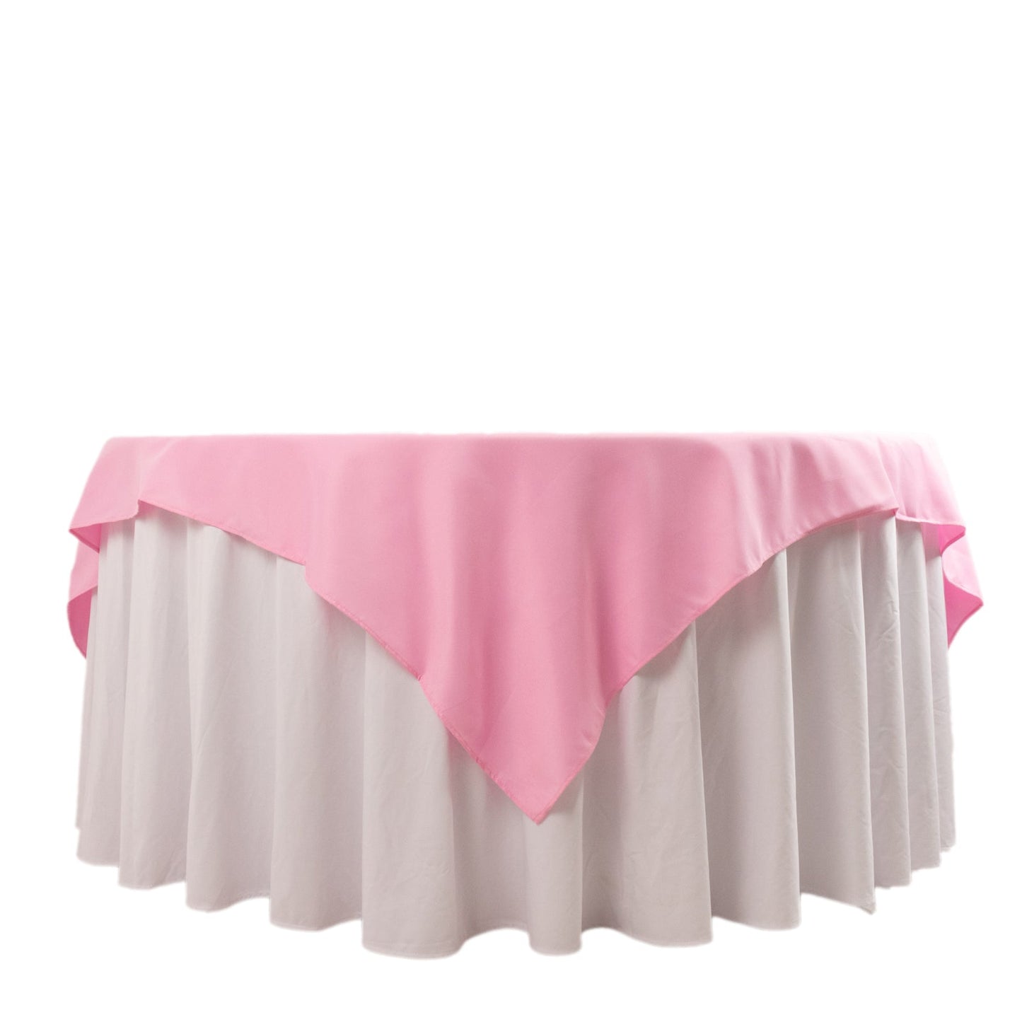Premium Polyester 70"x70" Table Overlay Square Tablecloth Pink 220GSM Wrinkle-Resistant Table Cover