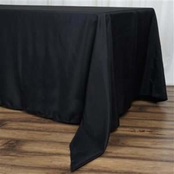 Premium Polyester 72"x120" Rectangle Tablecloth Black - 220GSM Stain - Resistant Table Cover - Linen Luxes