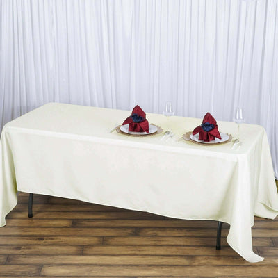 Premium Polyester 72"x120" Rectangle Tablecloth Ivory - 220GSM Stain - Resistant Table Cover - Linen Luxes