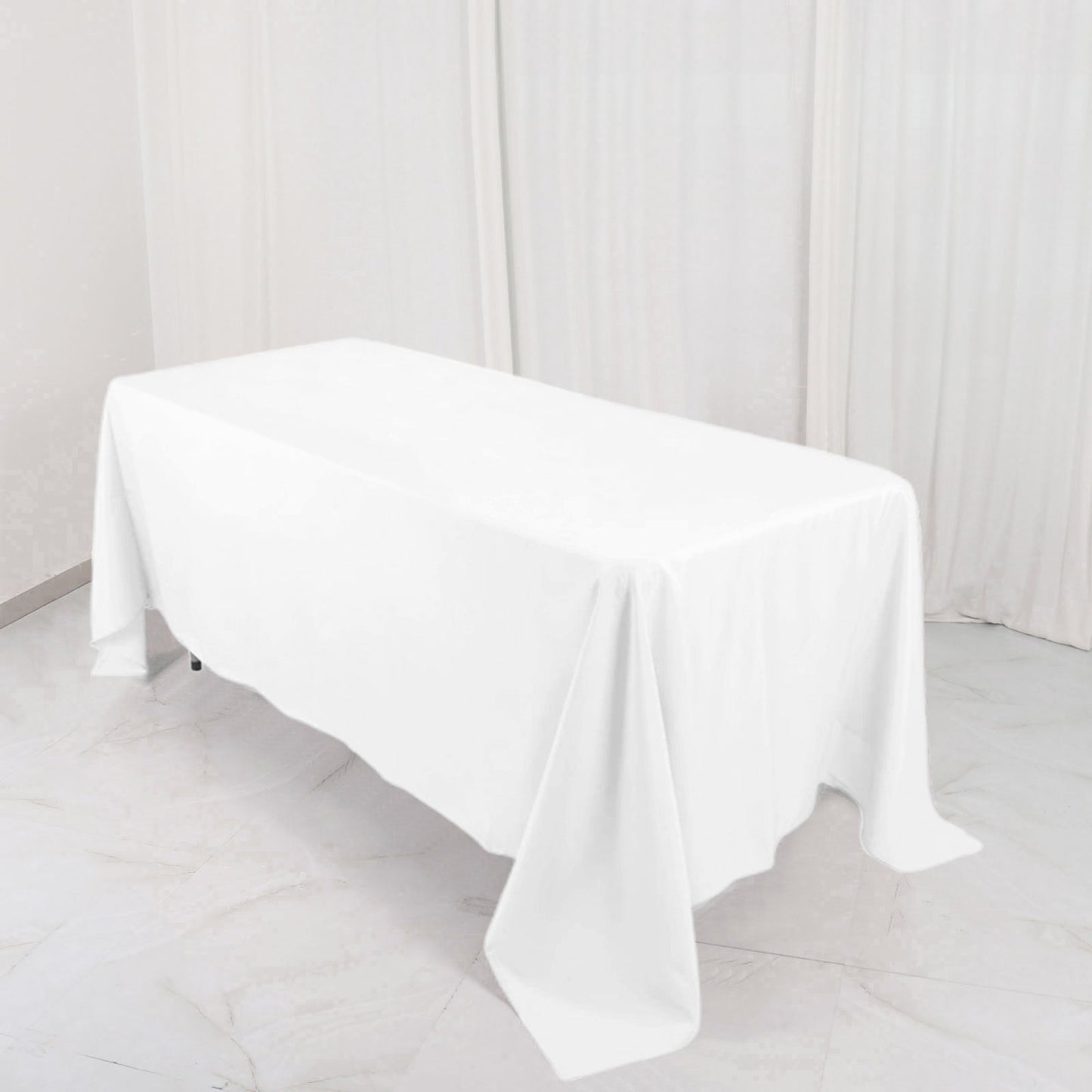 Premium Polyester 72"x120" Rectangle Tablecloth White - 220GSM Stain - Resistant Table Cover for Weddings & Event Decor - Linen Luxes