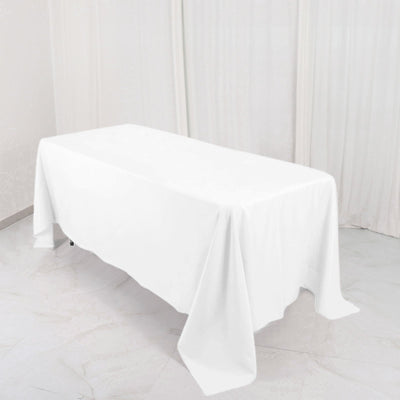 Premium Polyester 72"x120" Rectangle Tablecloth White - 220GSM Stain - Resistant Table Cover for Weddings & Event Decor - Linen Luxes