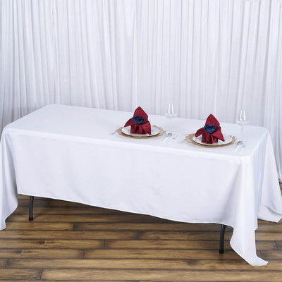 Premium Polyester 72"x120" Rectangle Tablecloth White - 220GSM Stain - Resistant Table Cover for Weddings & Event Decor - Linen Luxes