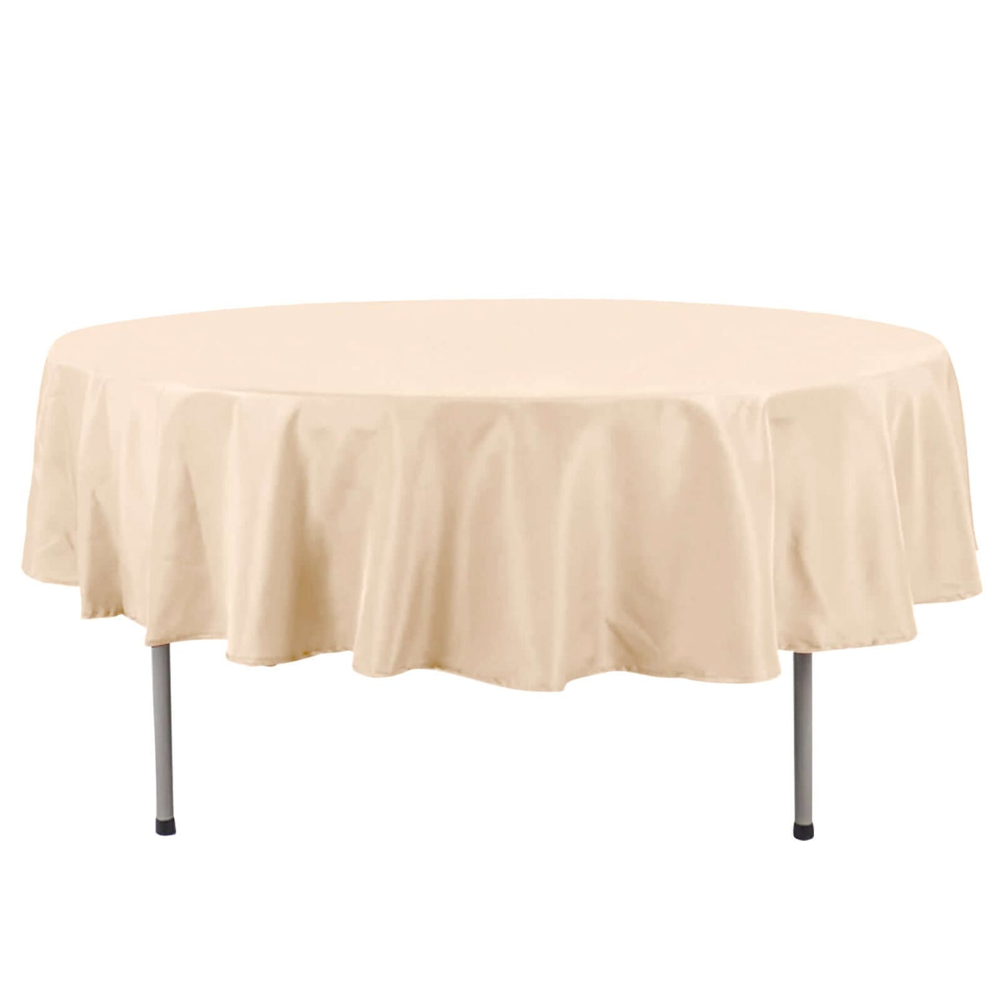 Premium Polyester 90" Round Tablecloth Beige - Stain and Wrinkle-Resistant Design with 220GSM Thickness Table Cover
