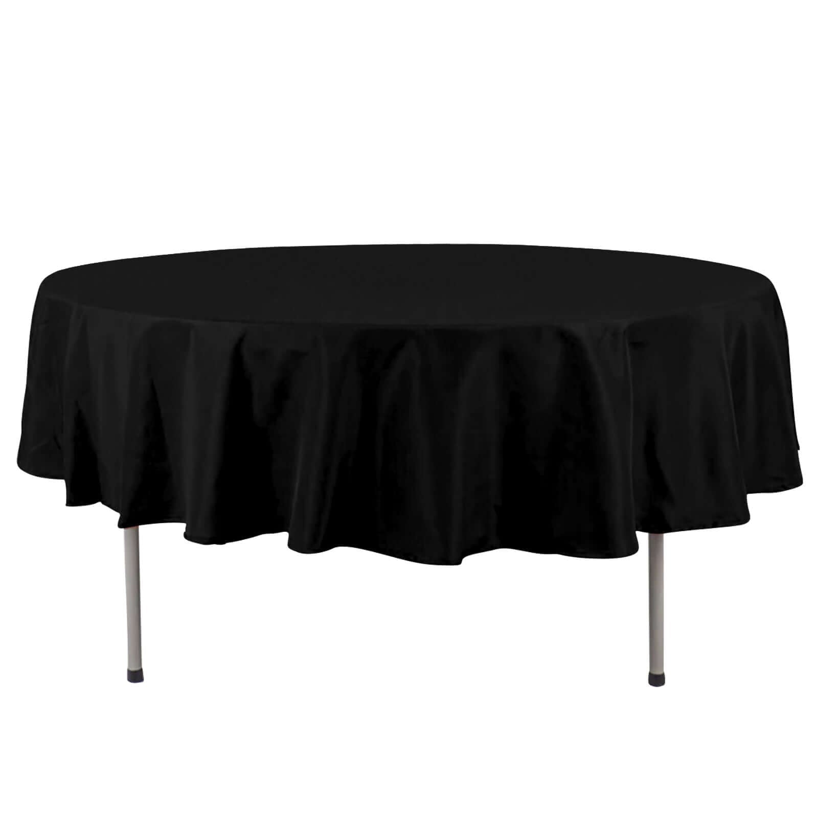 Premium Polyester 90" Round Tablecloth Black - Stain and Wrinkle - Resistant 220GSM Table Cover for Weddings & Event Decor - Linen Luxes